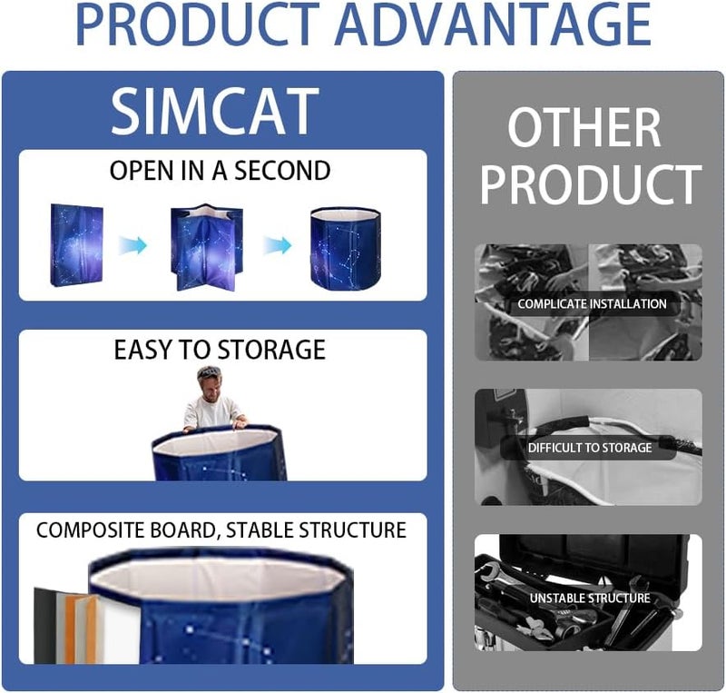Simcat Sincat Portable Foldable Ice Bath Tub, Large Portable Bath Tub for Adults, Suitable for Outdoor Gym, Easy to Assemble Collapsible Bathtub, Ice Bath, Family Bathroom SPA Tub(31.5 in Gradient Blue) - Image 2